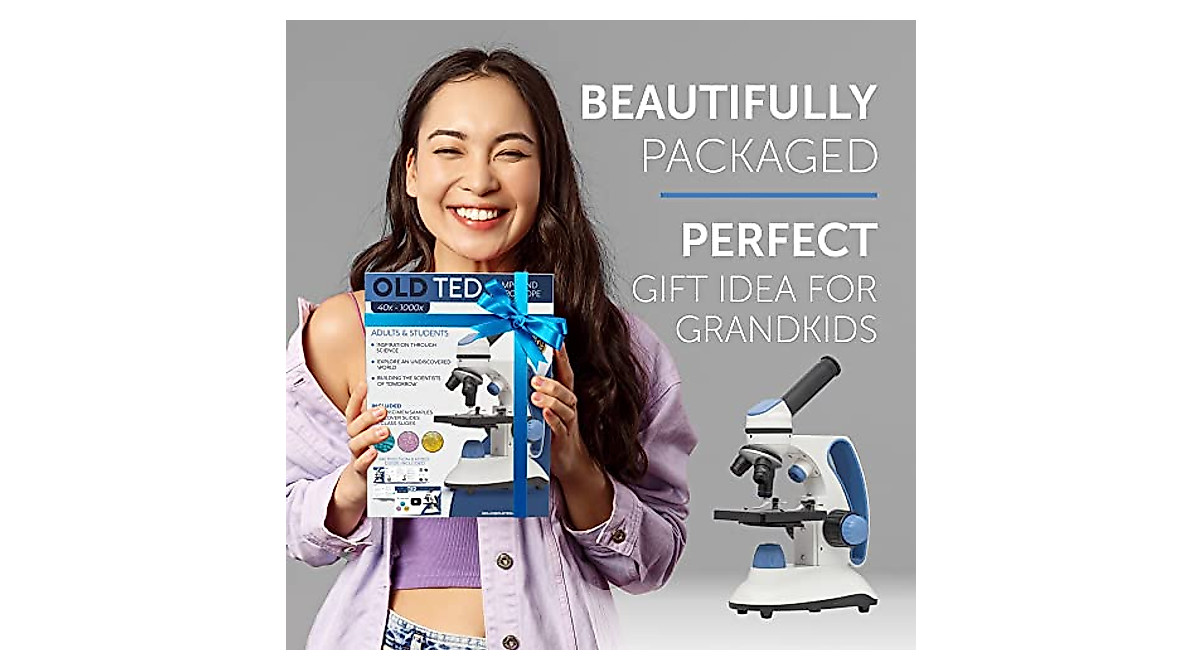 Explore Micro Worlds: Old Ted 40x-1000x Microscope Kit