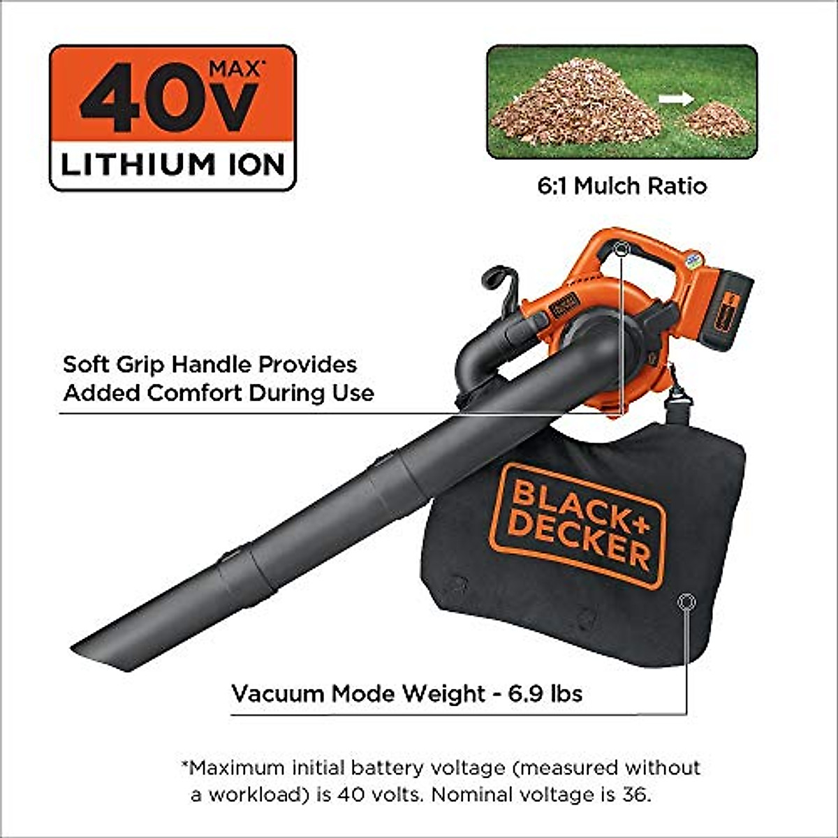 BLACK DECKER 36V Lithium Ion Sweeper Vacuum Lightweight Cordless Tool