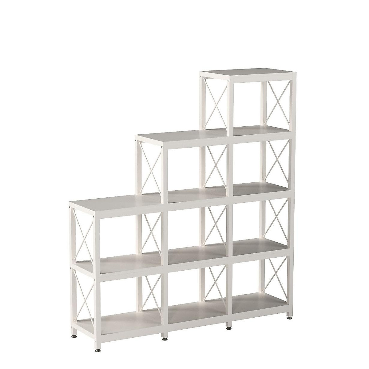 Tribesigns 12 Shelves Bookshelf, Industrial Ladder Corner Bookshelf 9 ...