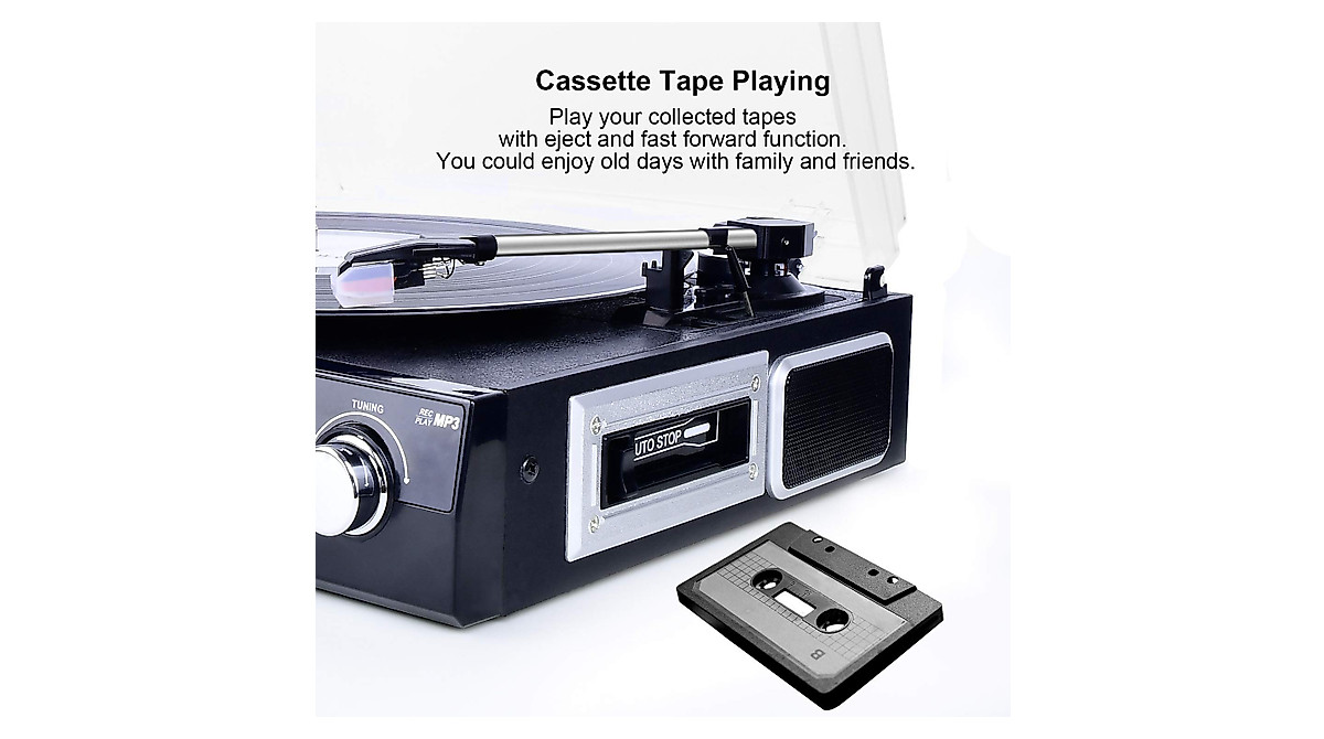 DIGITNOW Bluetooth Record Player with Stereo Speakers and Radio