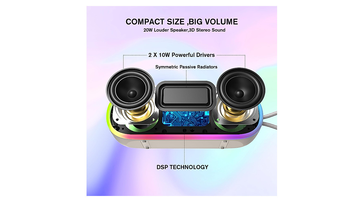 MEGUO Shower Speakers - Portable Bluetooth with Bass