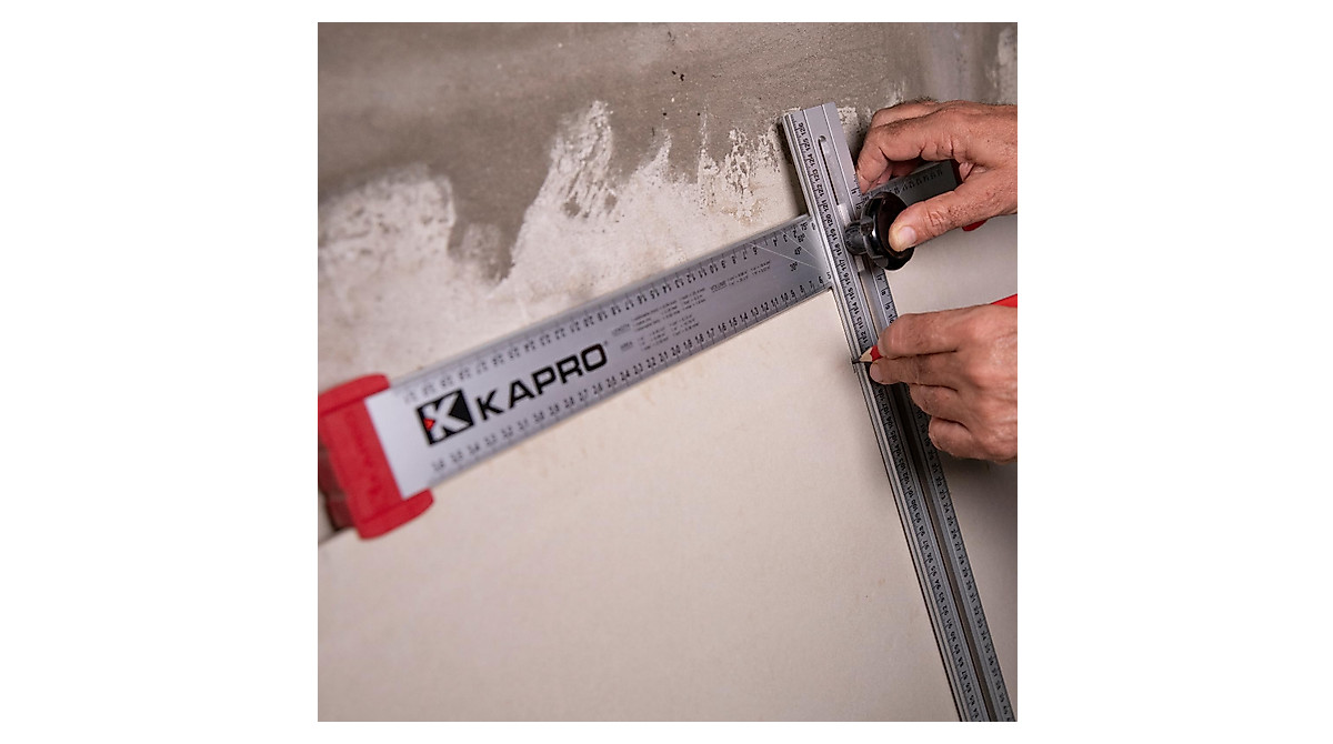 T Square Kapro Adjustable Drywall T-Square With Pocket Level - Aluminum Construction, Magnetic, Hands-Free Design Multi Angle