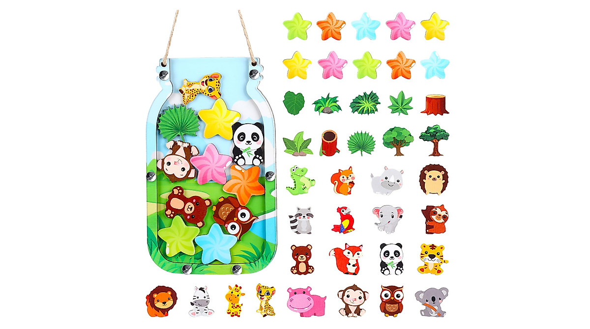 Treela Jungle Animal Reward Mason Jar for Kids - Fun Behavior Chart