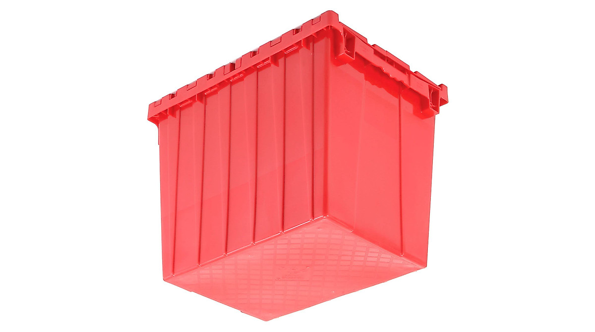 Durable Red Storage Container with Hinged Lid
