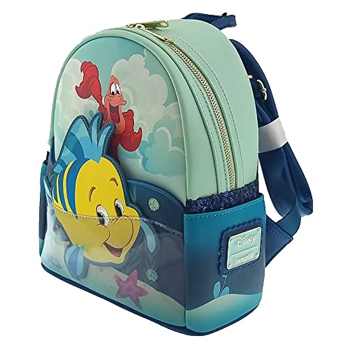Loungefly Disney Little Mermaid Flounder Sebastian Backpack