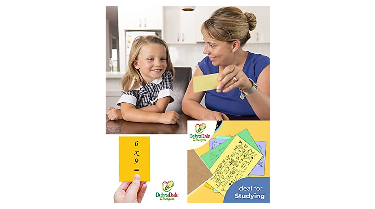 1,100 Colorful Blank Flashcards with Storage Box