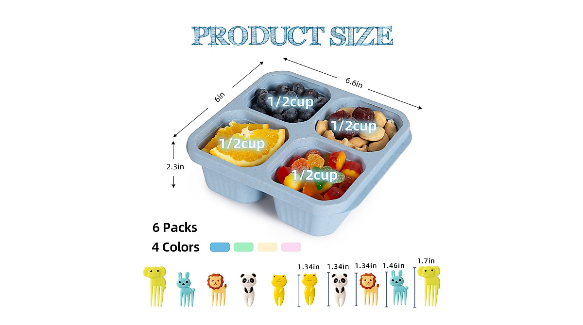 DESLON 6 Pack Snack Containers - Meal Prep Made Easy