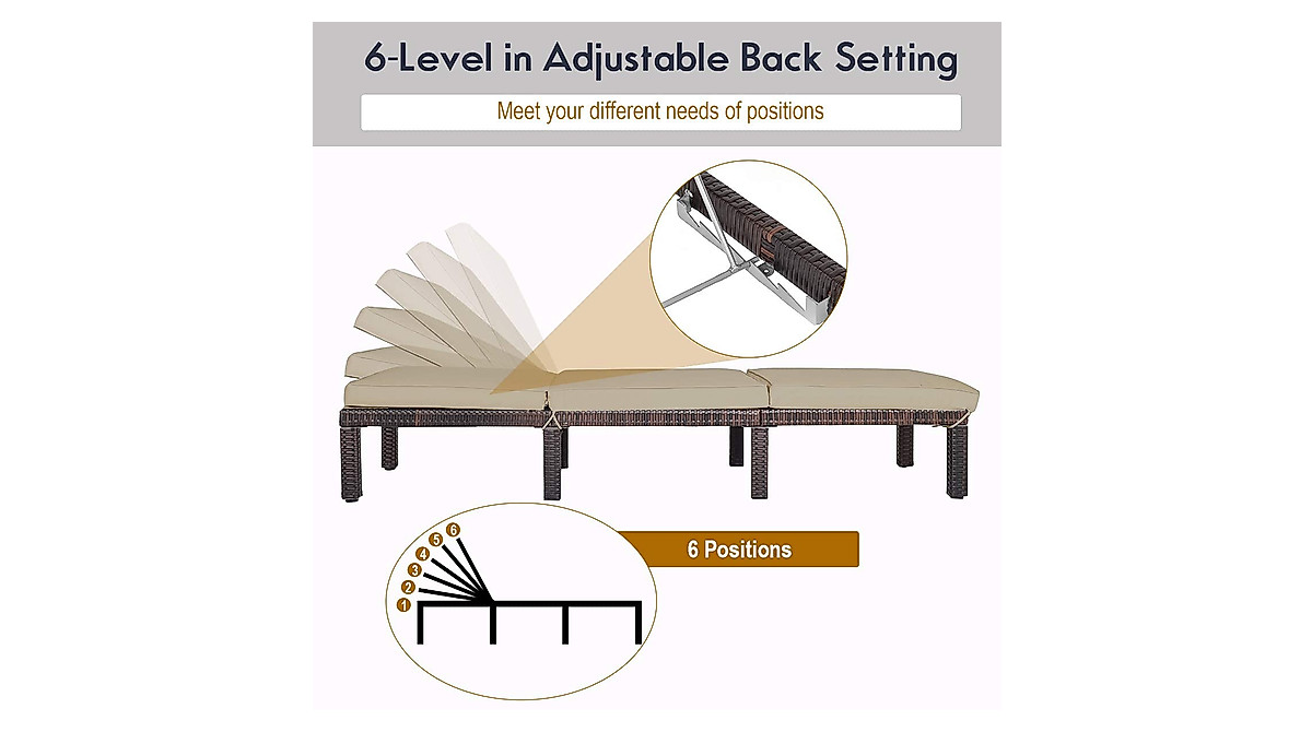 Tangkula Rattan Chaise Lounge Chair - Adjustable & Durable