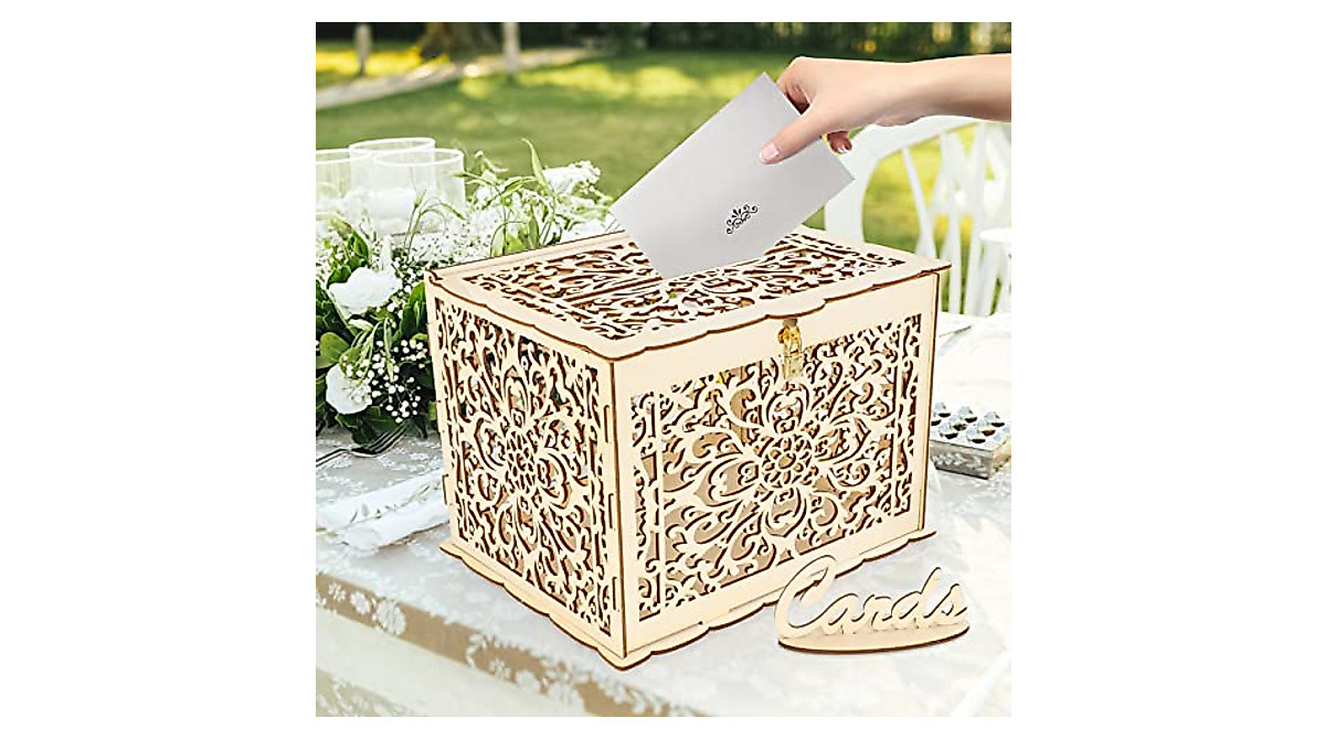 Rustic Wedding Card Box with Lock - DIY Large Wood Gift Holder