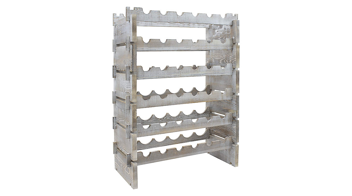 Sorbus 6-Tier Stackable Wine Rack - Rustic Grey Wood Storage