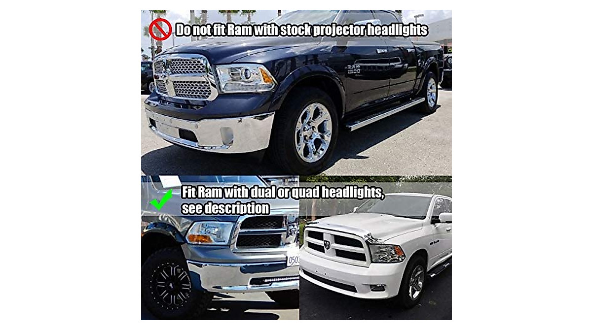 ModifyStreet Black Headlight Kit for Dodge Ram 1500/2500/3500