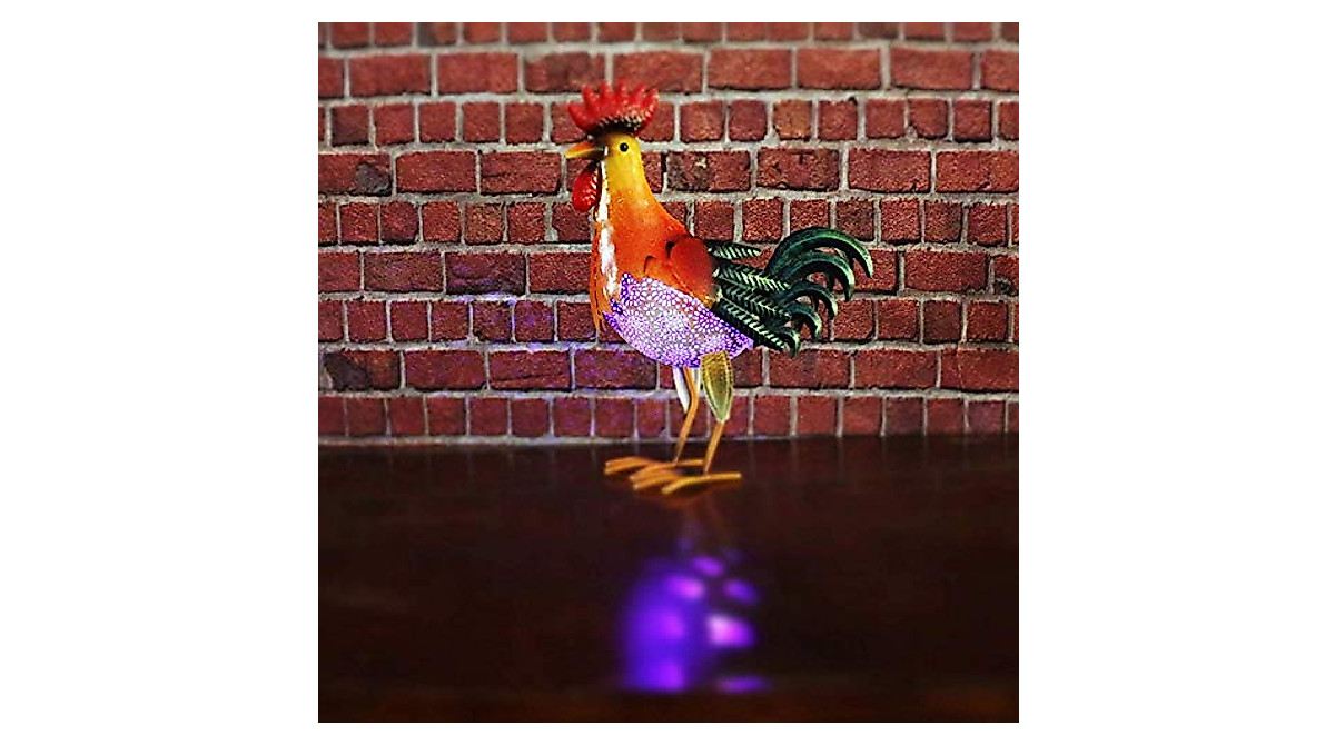 Solar Rooster Garden Decor - Solar-Powered Metal Yard Art for Outdoors