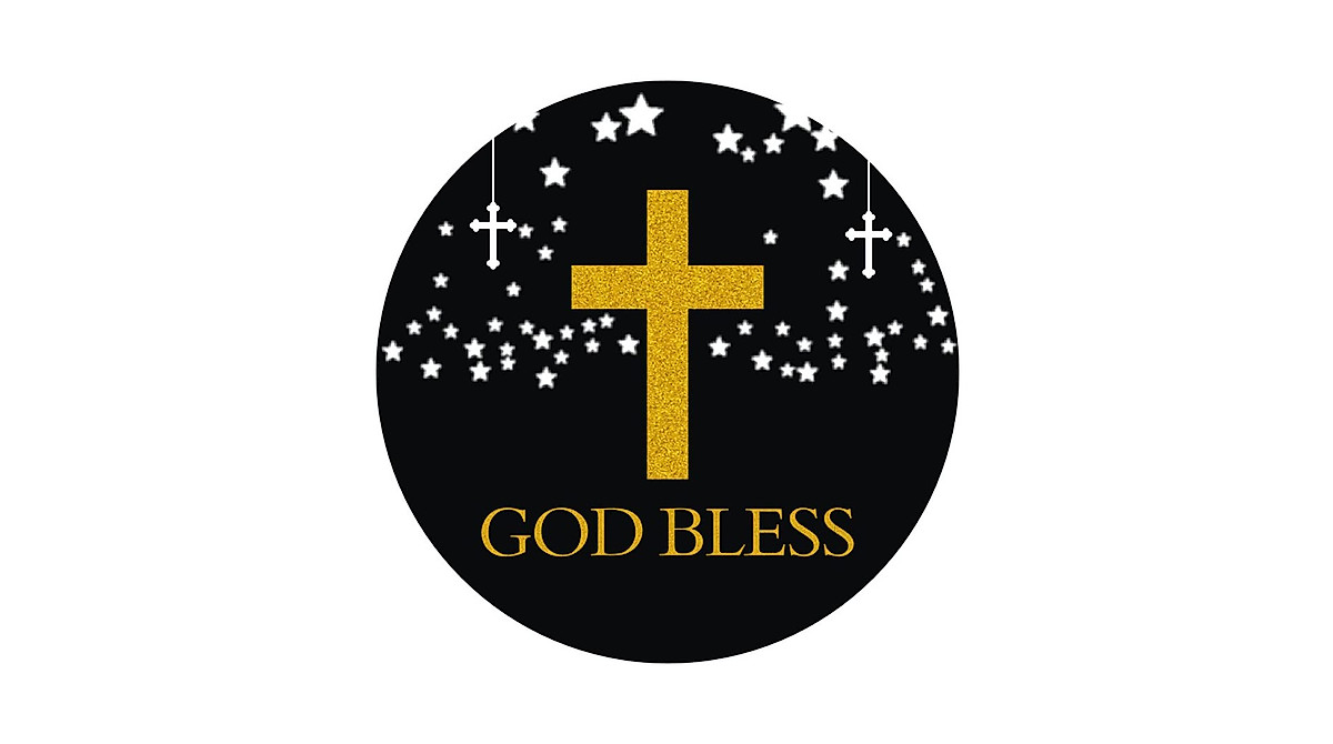 Fedyufook Religious Stickers - Gold Cross Labels for Baptism & Communion