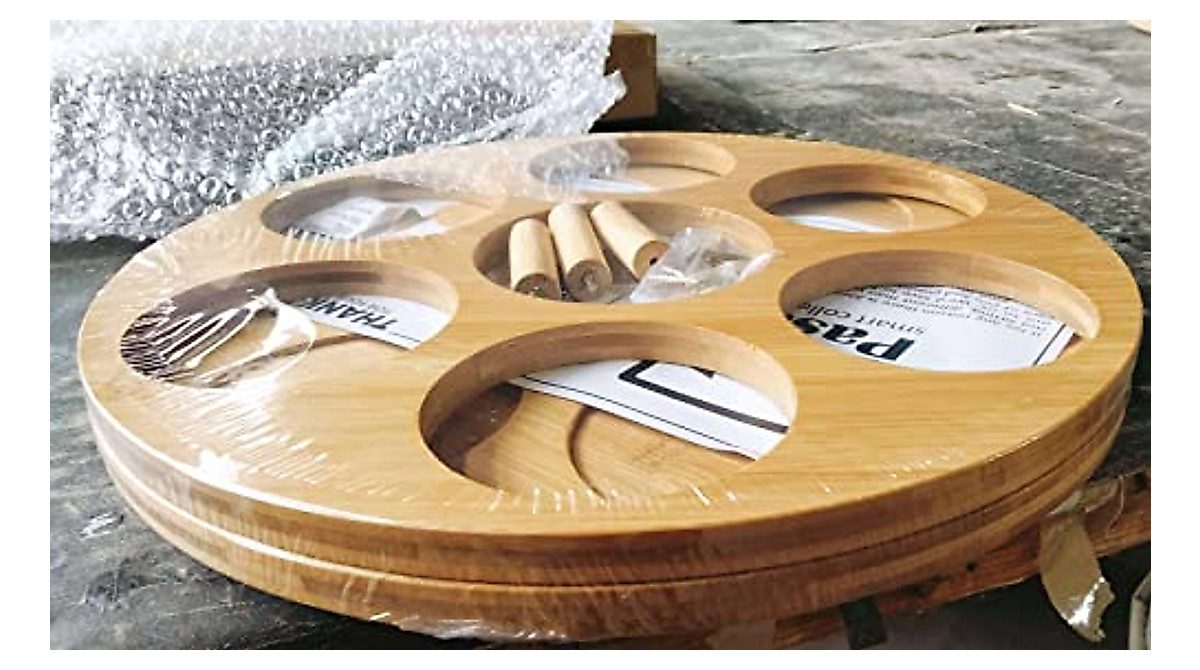 PASAR 7-Bottle Rotating Bamboo Syrup & Oil Rack for Kitchen & Bar