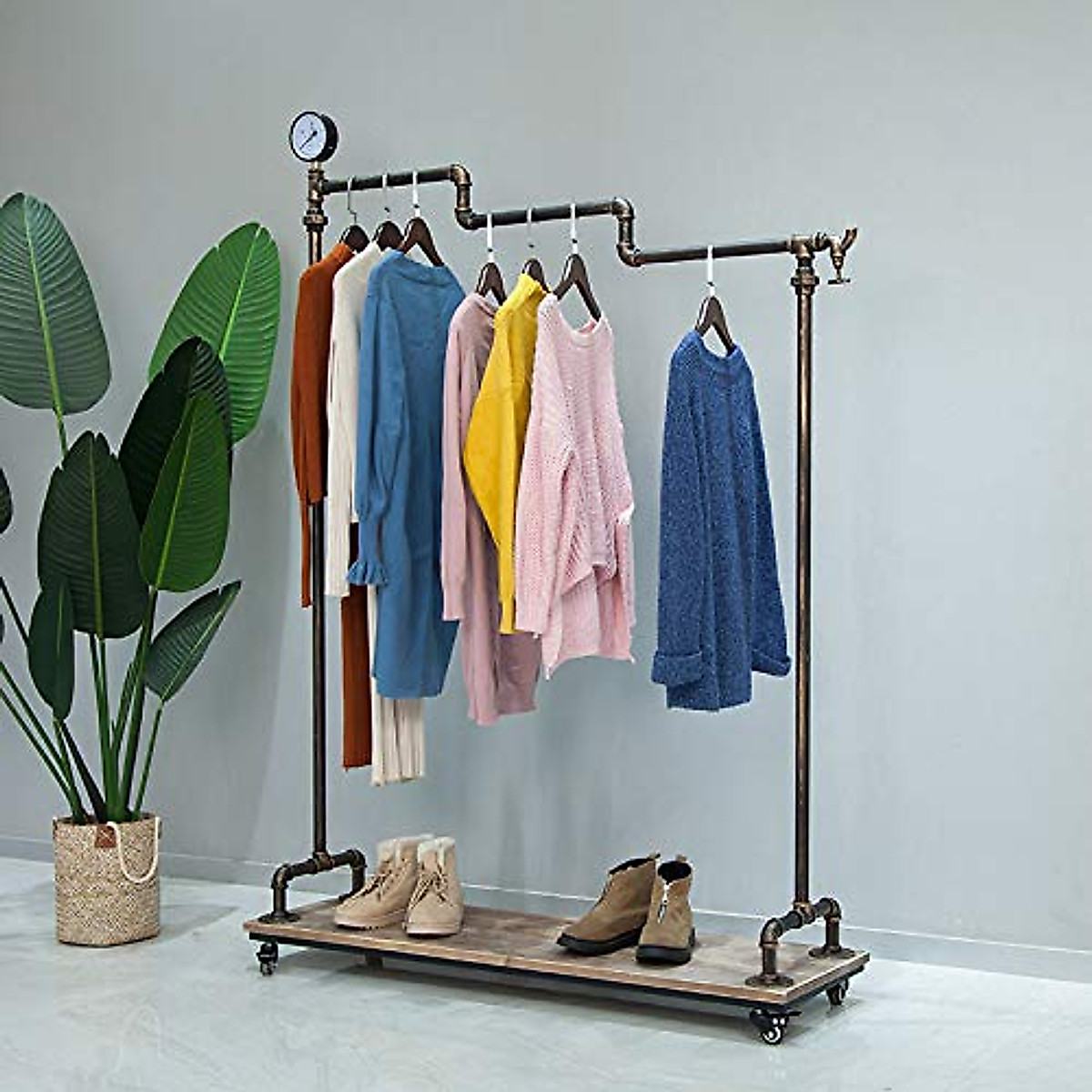 Industrial Pipe Clothing Rack - Stylish Mobile Garment Organizer