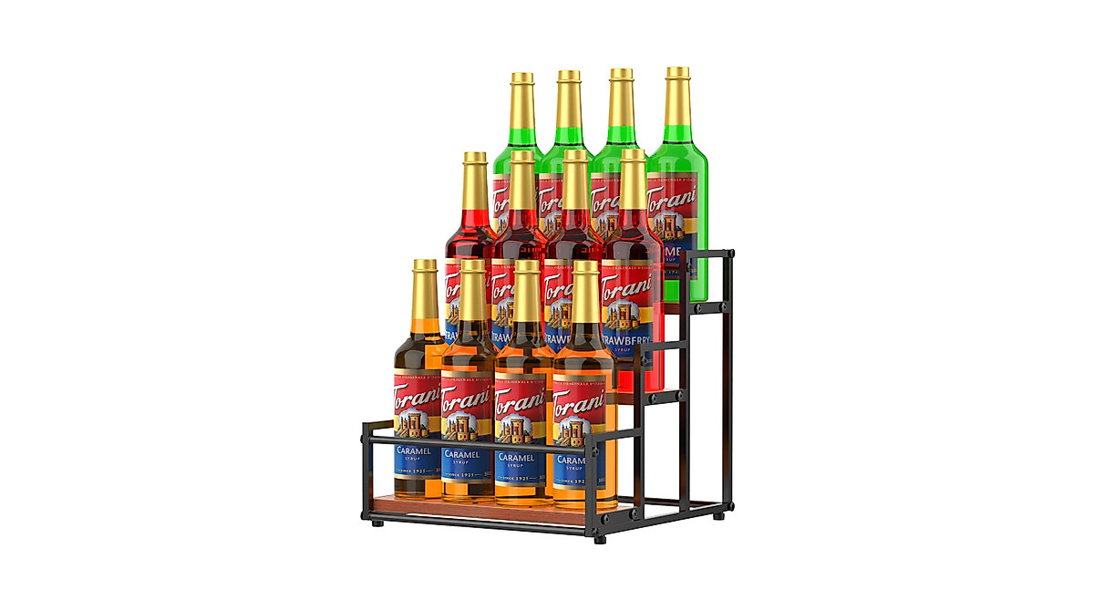 SHILFID Coffee Syrup Organizer Rack - 3-Tier Bottle Storage Stand