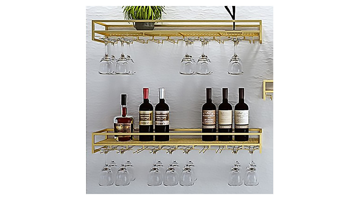 Stylish Gold Wall Mounted Wine Rack for Your Home
