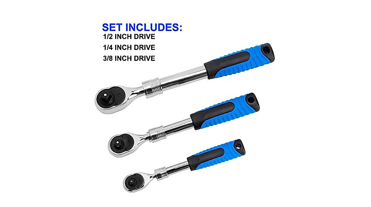 HELAKLS 3-Piece Ratchet Set - Durable & Extendable Tools
