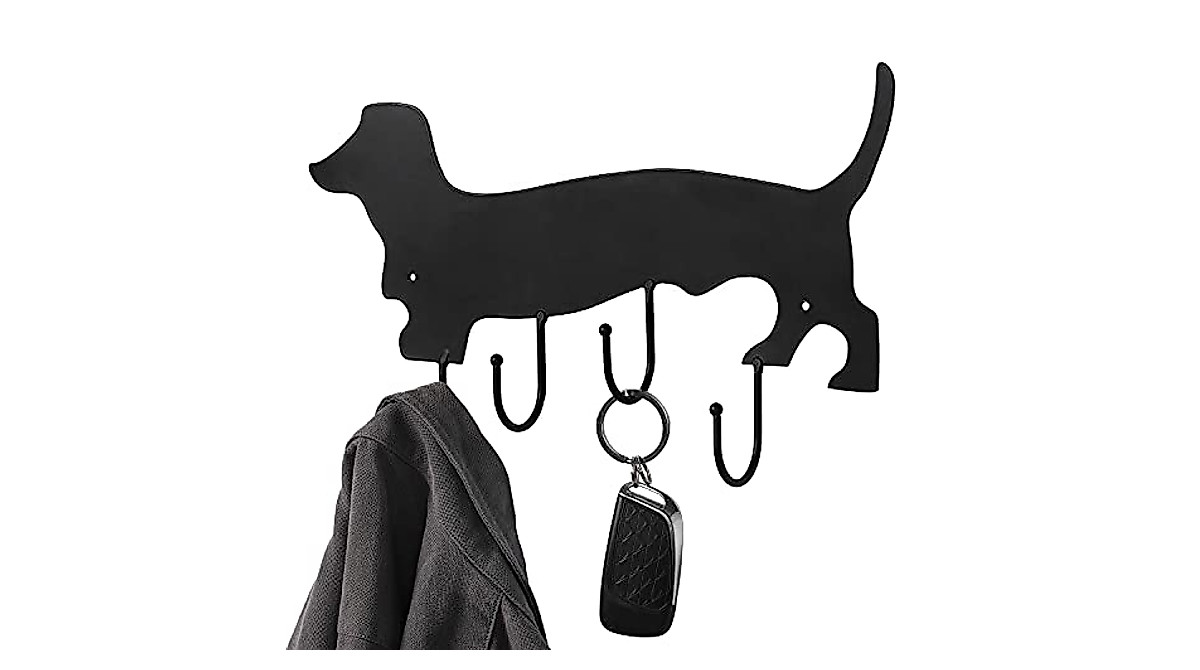 Charming Dachshund Wall Rack with 4 Hooks | MyGift