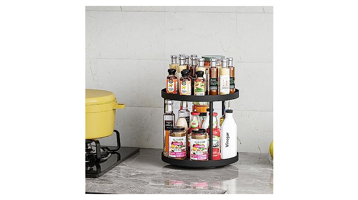 Giikin 2 Tier Spice Rack Organizer - Rustic Brown