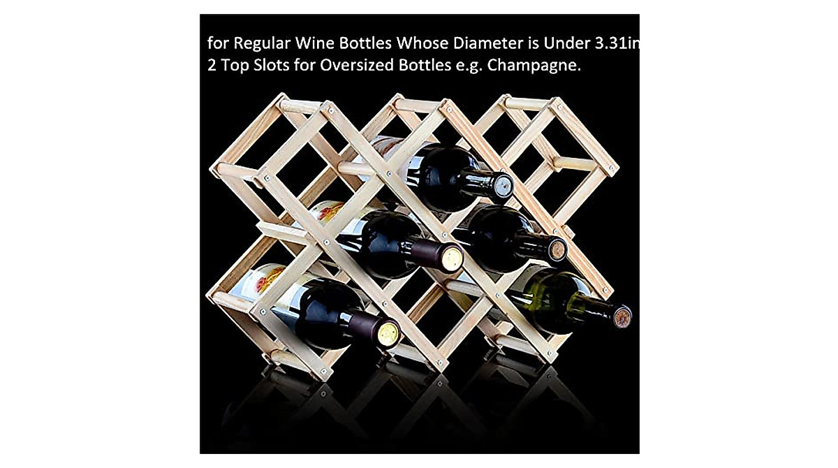 Famolay Wooden Wine Rack – Space-Saving 10 Bottle Storage Solution