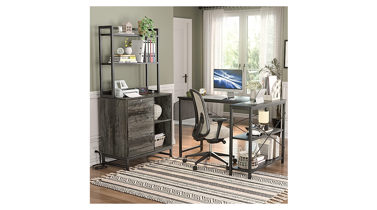 Homieasy Filing Cabinet with Lock & Charging Station - Home Office