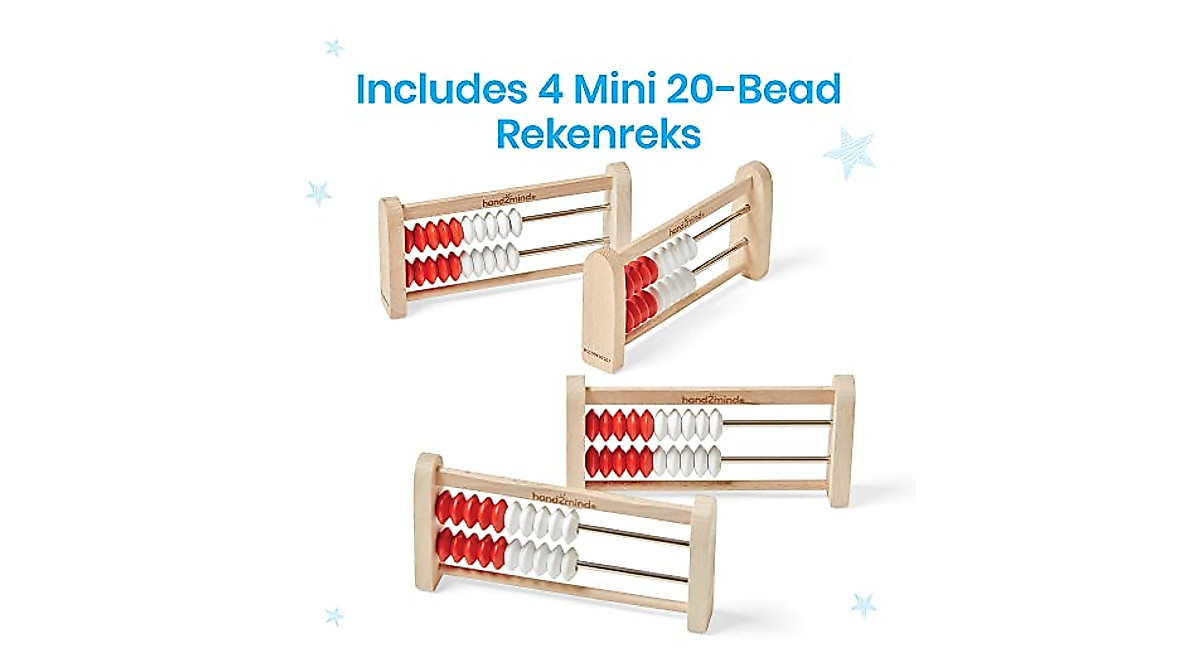 Mini 20 Bead Wooden Rekenrek for Kids Math Learning | hand2mind