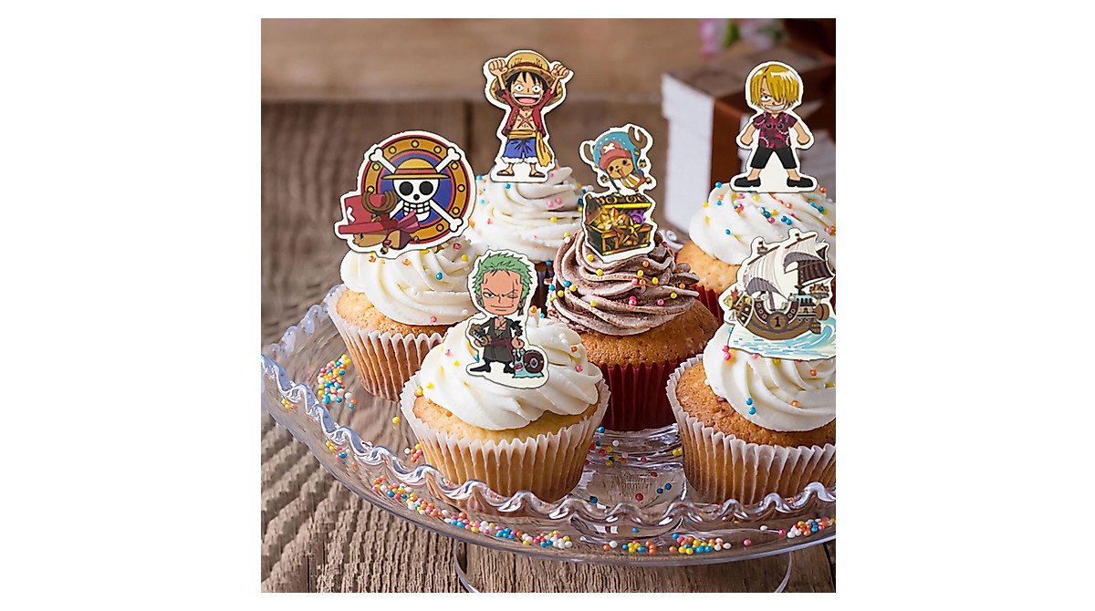 48Pcs One Piece Anime Cupcake Toppers for Party Decor