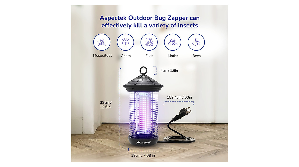ASPECTEK Outdoor Bug Zapper - 20W Electric Insect Killer
