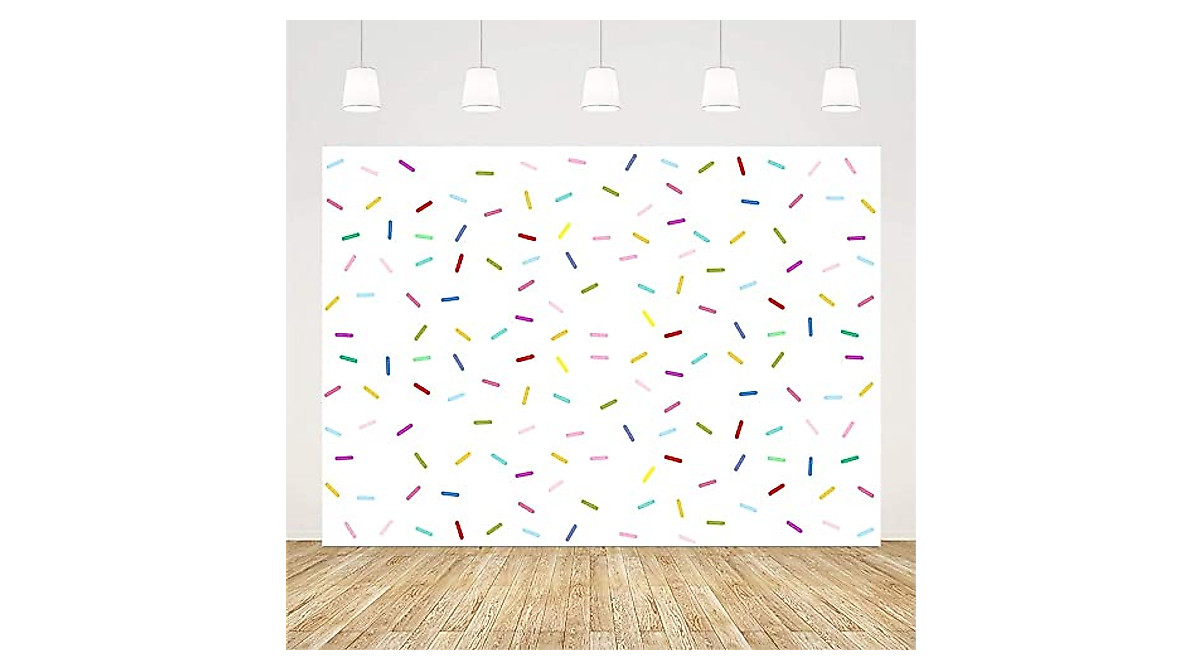 8x6 FT Donut Grow Up Birthday Backdrop Colorful Bright Confetti Sprinkle