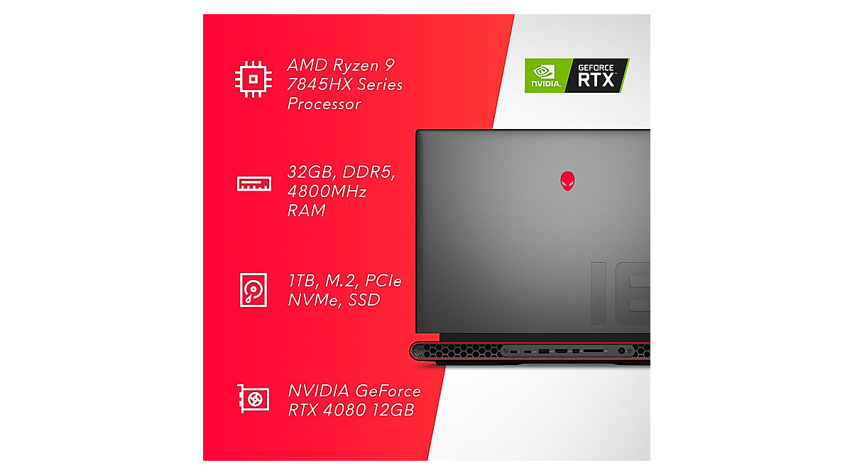 Alienware m18 Gaming Laptop with AMD Ryzen 9 & RTX 4080 - 18-inch ...