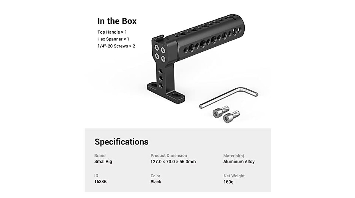 SmallRig Camera Top Handle Grip for DSLR & Camera Rigs | Stable & Versatile