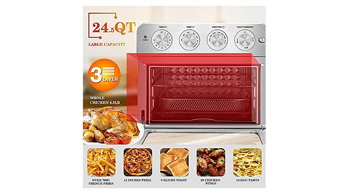 Geek Chef Air Fryer Toaster Oven Combo - 7-in-1, Large Capacity ...