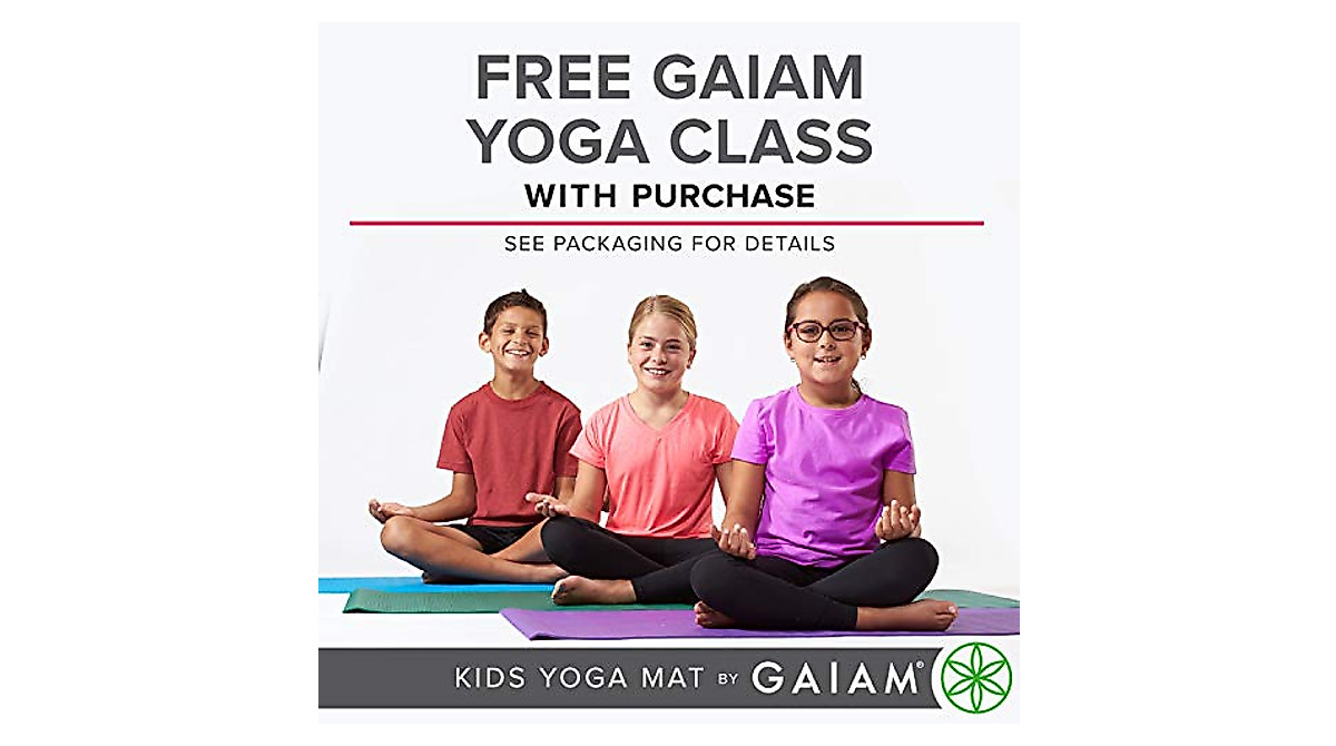 Gaiam Kids Yoga Mat Dino Zone for Ages 5-8 | Non-Slip & Safe