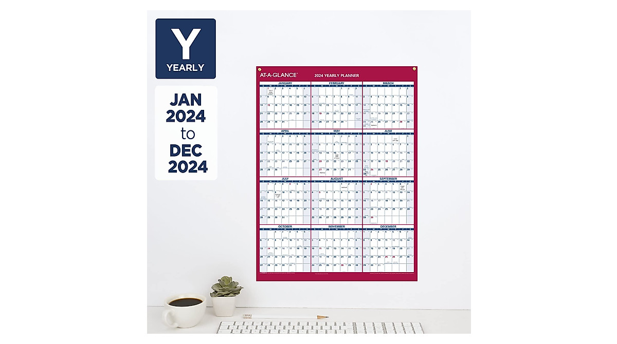 AT-A-GLANCE 2024 Erasable Calendar, Dry Erase Wall Planner, 36" X 24", Large, Vertical/Horizontal, Reversible (PM26P2824): Wall Calendars - View #5