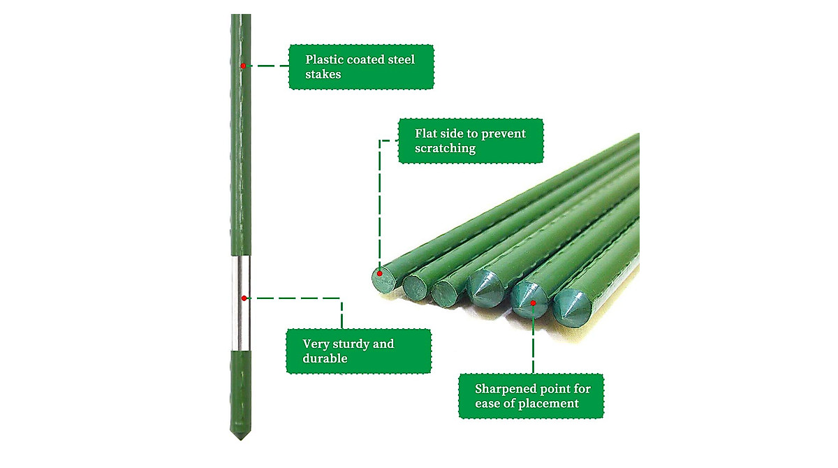 G-LEAF 4 ft Garden Stakes – Durable Steel Supports for Climbing Plants