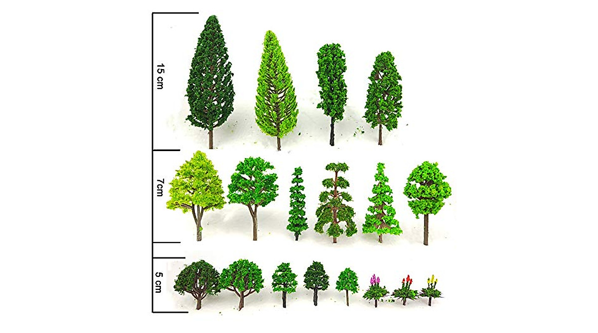 Tazimi 60 Pcs Mixed Model Trees for Train Scenery & Crafts