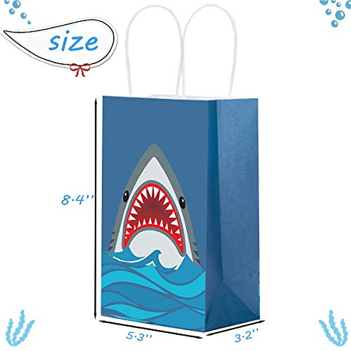24 Pcs Shark Party Bags Blue Shark Birthday Party Favor Gift Bags Shark Goodie Candy Pouch Twist Handles Shark Party Supplies Summer Ocean Sea Baby S