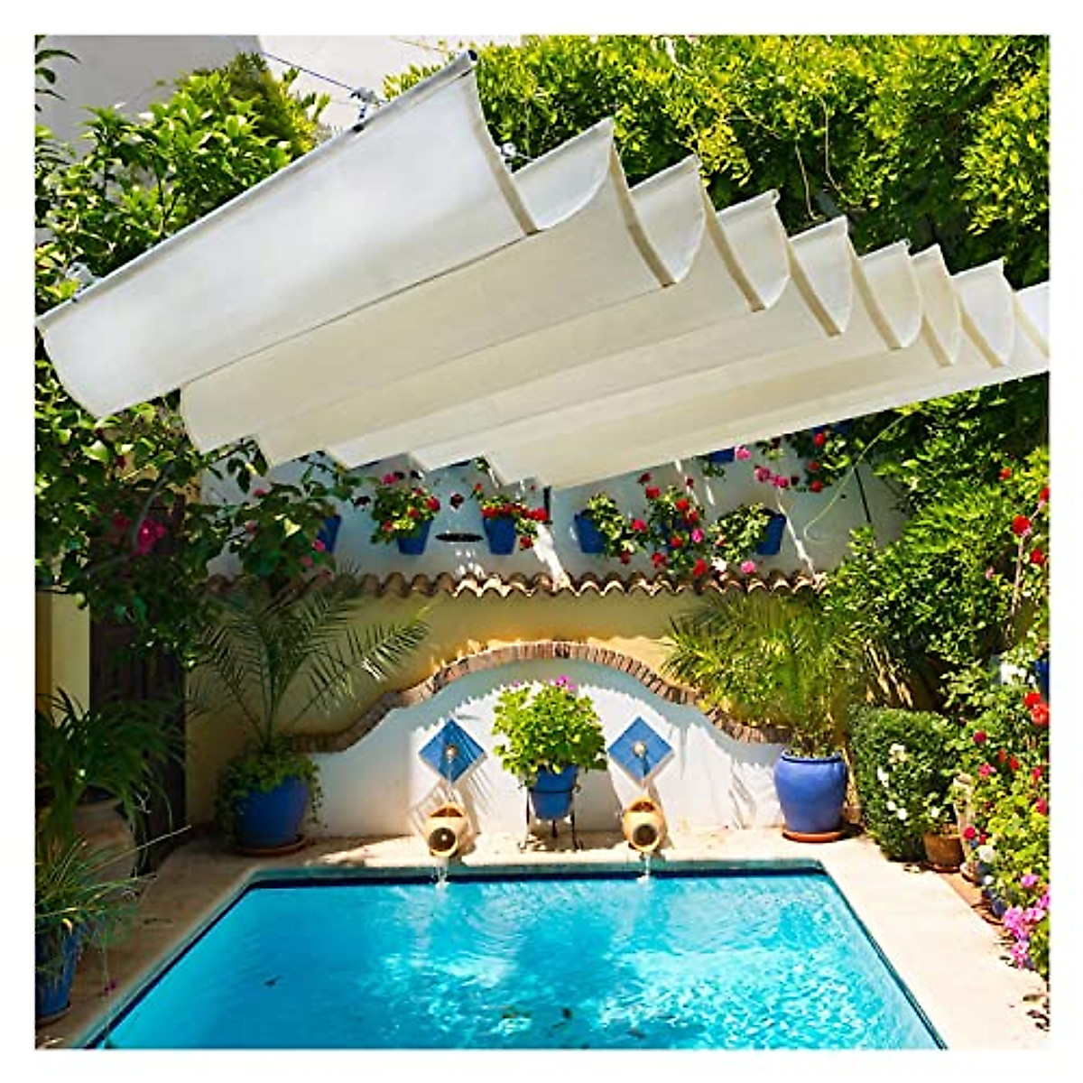 LXLIGHTS Retractable Wave Shade Sail for UV Protection | Easy Install