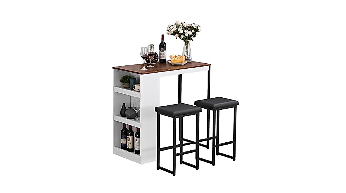 Panana 3 Piece Dining Table Set with Storage Stools | Compact & Stylish
