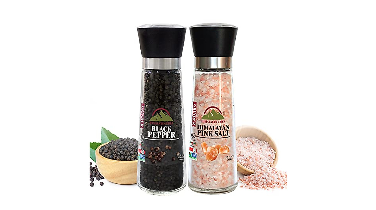 Himalayan Chef Salt &amp; Pepper Grinder Set - Adjustable
