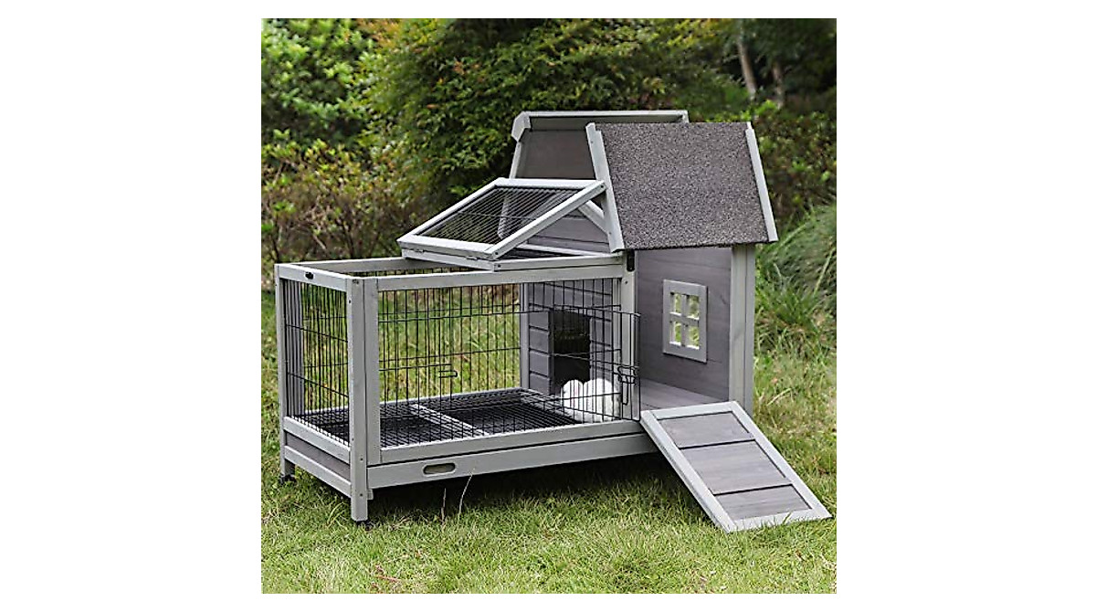 Indoor Rabbit Hutch - Hygienic and Portable Bunny Cage with Casters