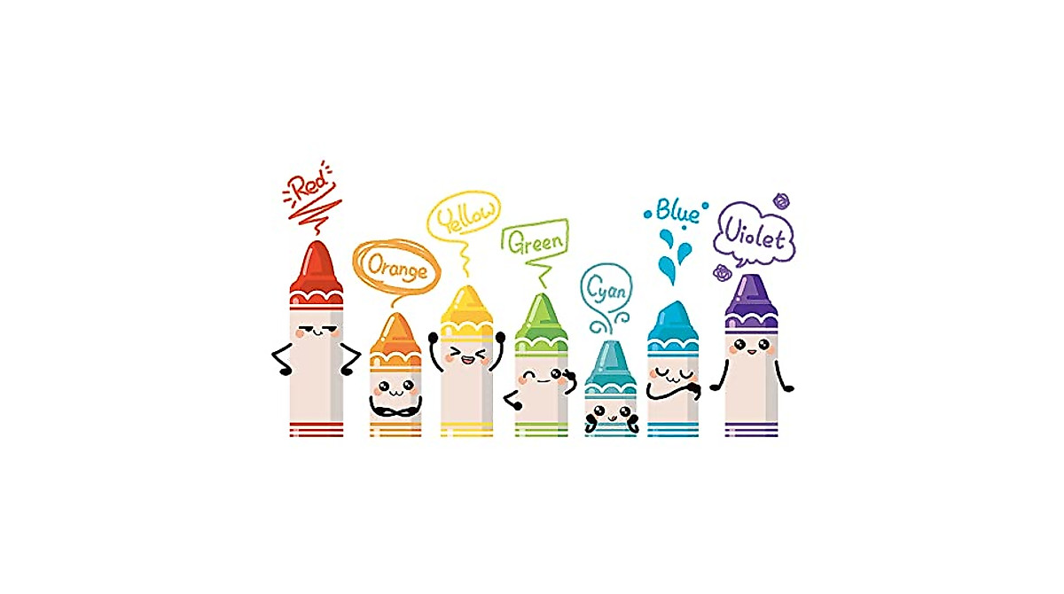 Crayon Color Wall Decals for Kids Rooms - Educational Wall Stickers
