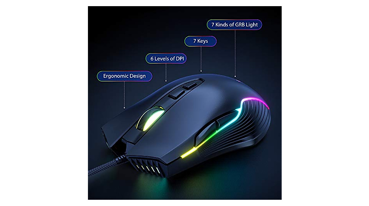 SIMGAL Wired Mechanical Keyboard and Mouse Combo, 89 Keys Rainbow ...
