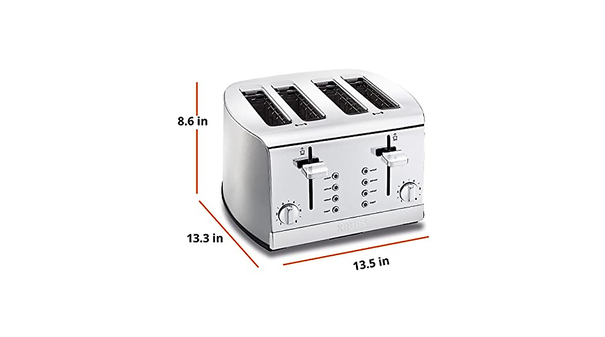 KRUPS 4-Slice Toaster with Dual Controls & 6 Browning Levels