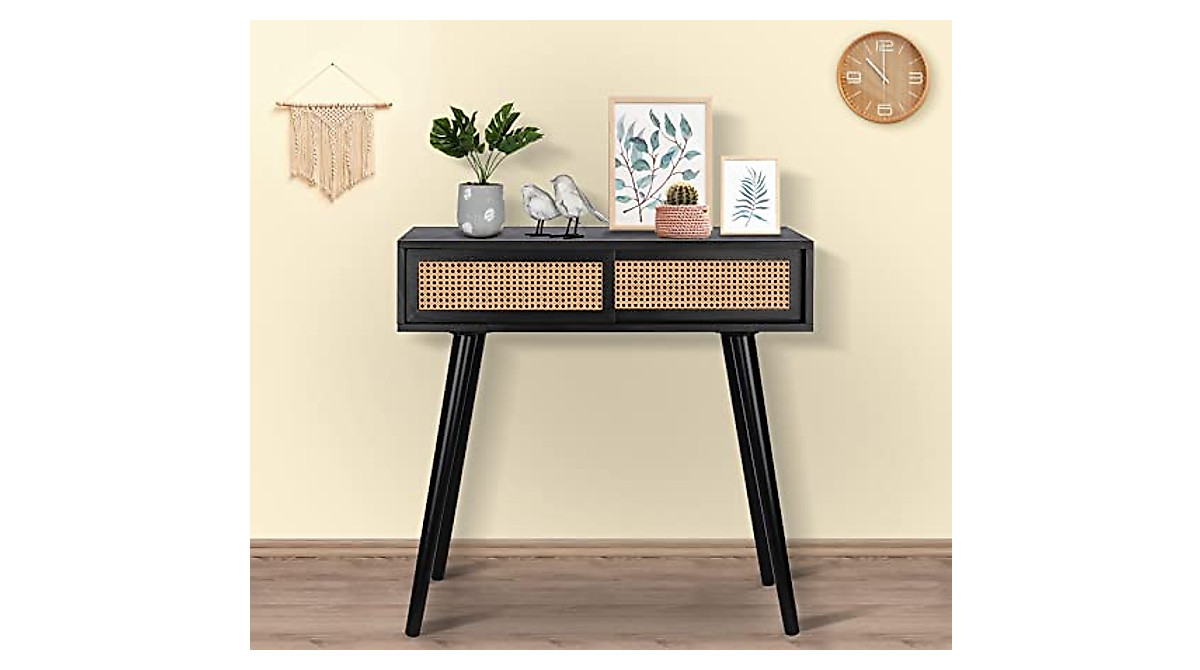 Stylish Rattan Console Table for Entryways & Living Rooms