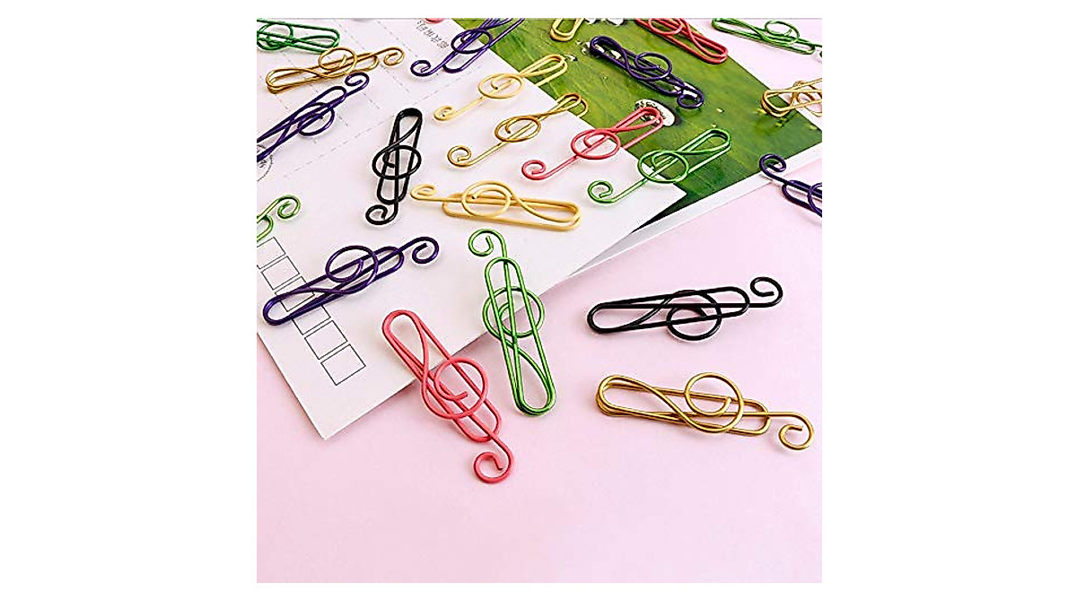 Music Note Paper Clips - Vibrant 6-Color Pack for Office & Crafts