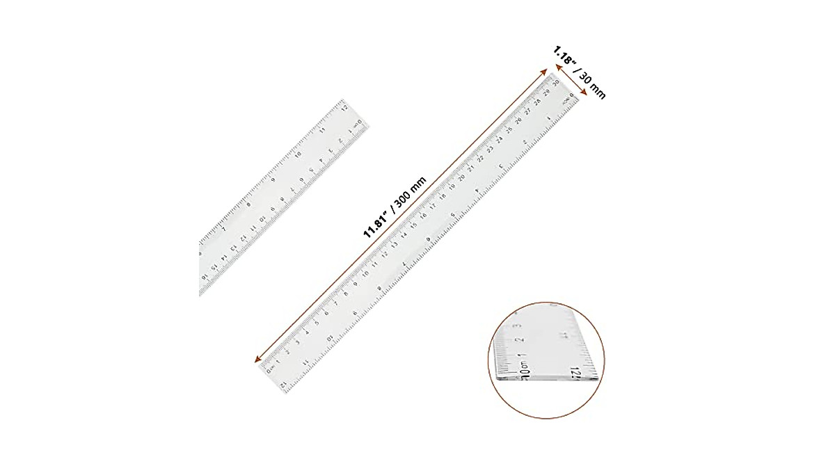 LEXININ 100 PCS Clear Plastic Ruler - 12 Inch Measuring Tool