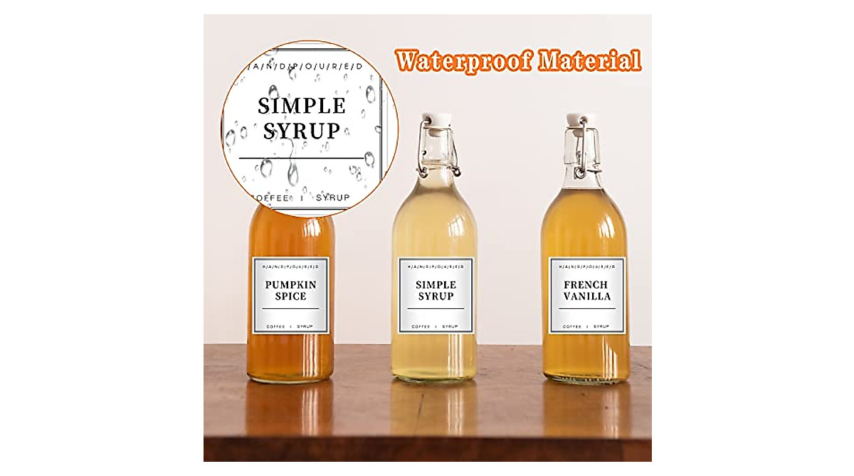 Stylish 40PCS Waterproof Coffee Syrup Labels