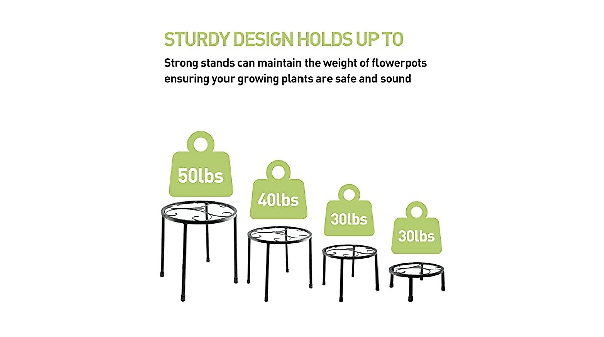 Ailibre 4-Pack Metal Plant Stands for Indoor & Outdoor Use
